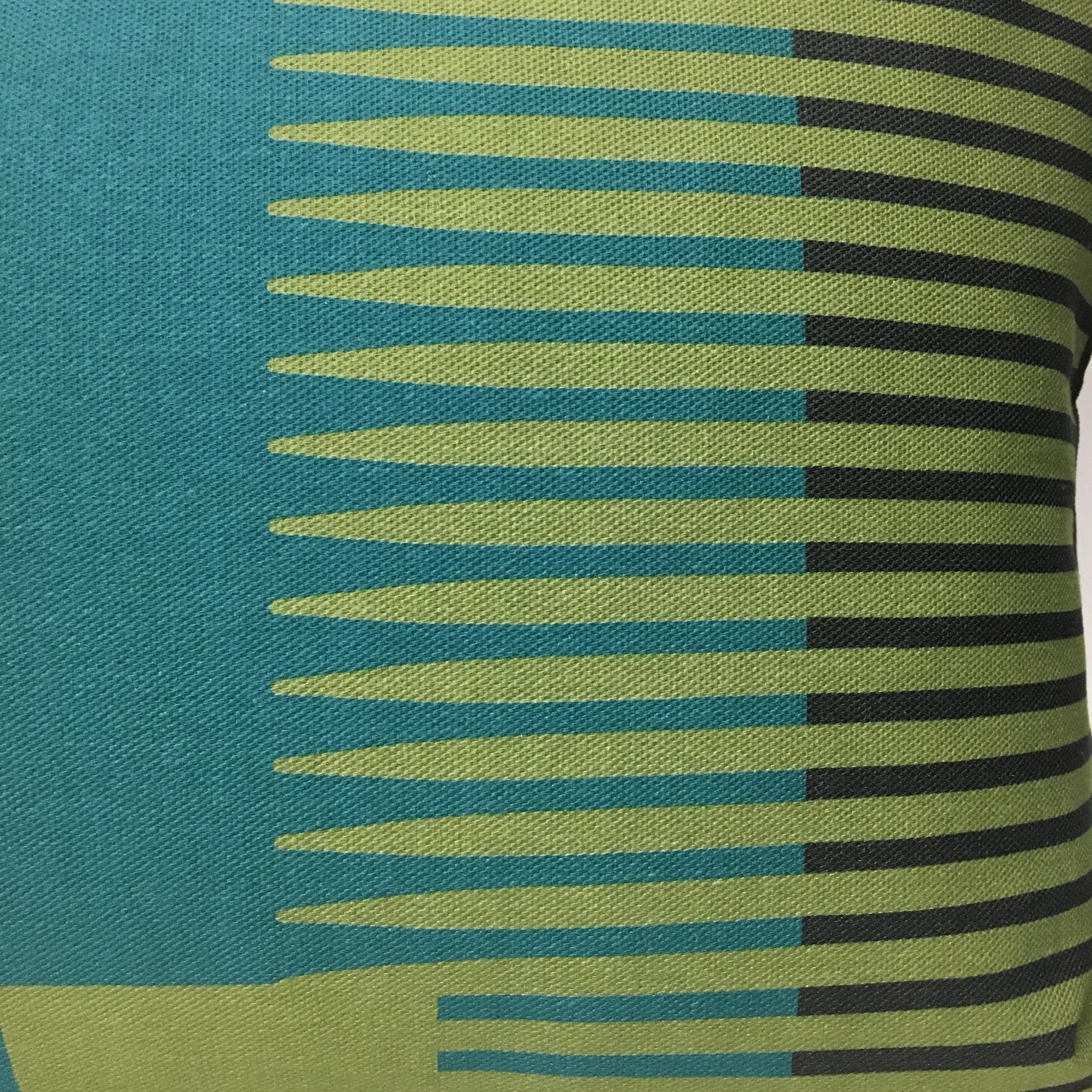 Combed Stripe Cushion - Olive, teal   turquoise