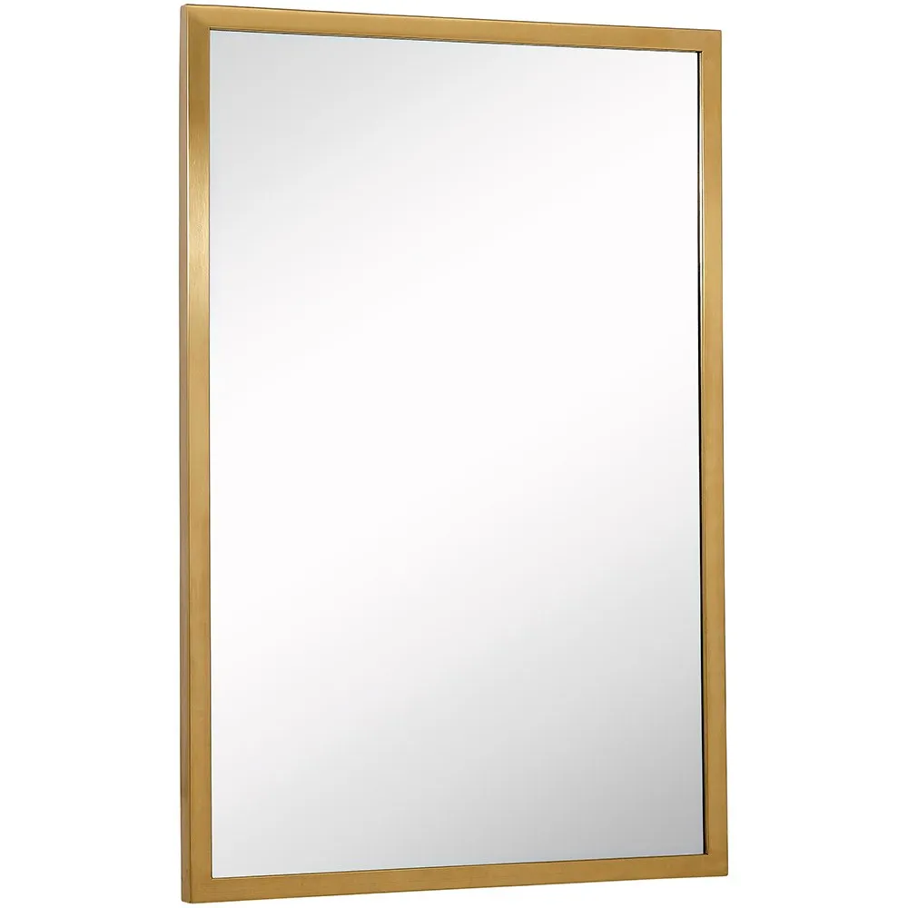 Commercial Grade Contemporary Industrial Strength Wall Mirror Brushed Gold Metal