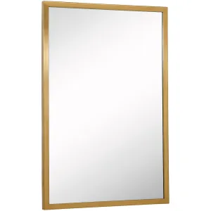 Commercial Grade Contemporary Industrial Strength Wall Mirror Brushed Gold Metal