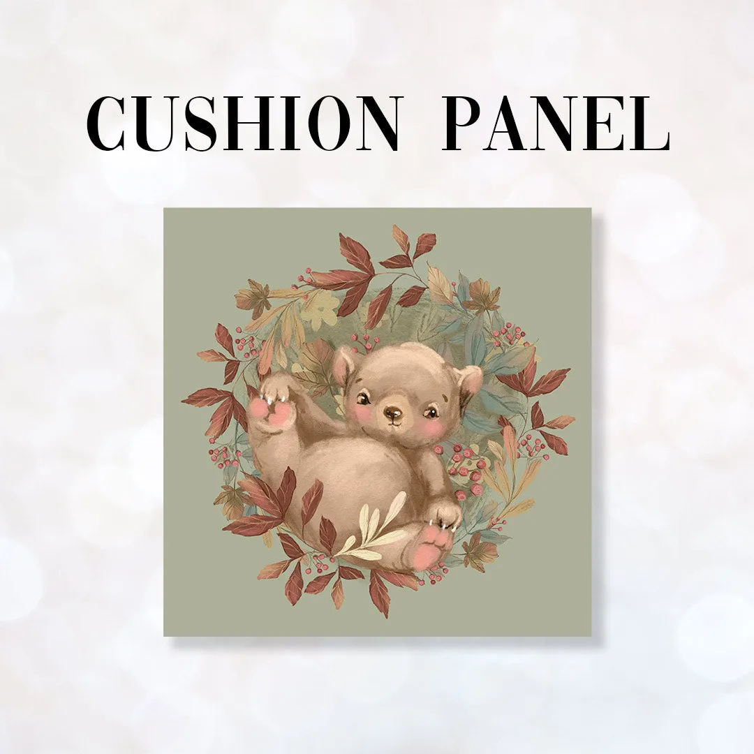 CUSHION Fabric Panel Autumn Bear Sage
