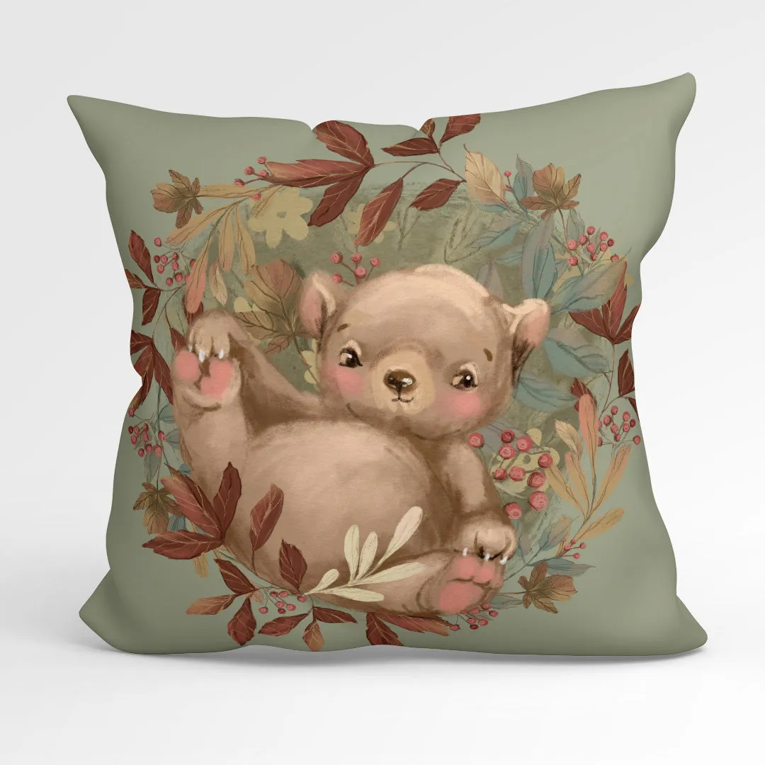 CUSHION Fabric Panel Autumn Bear Sage