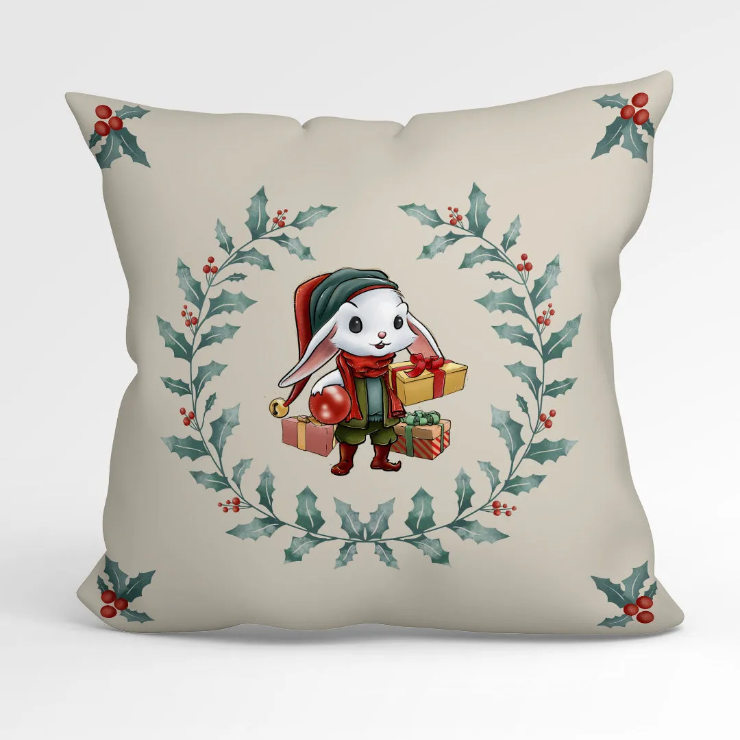 CUSHION Fabric Panel Bunny Wreath