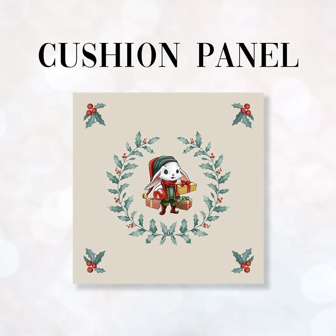 CUSHION Fabric Panel Bunny Wreath