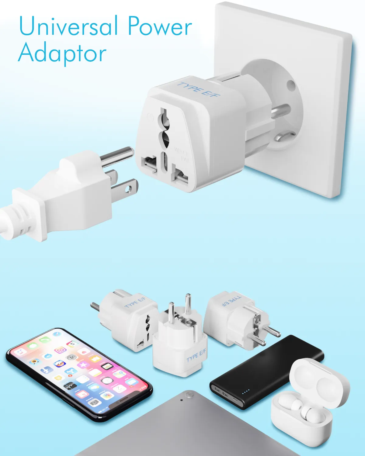 Denmark Travel Adapter - Type K - 3 Pack (GP-20)