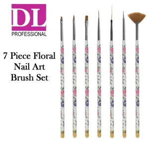 DL Professional 7 Piece Floral Nail Art Brush Set, (DL-C402)