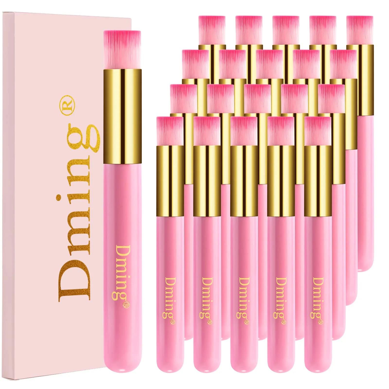 Dming 20 Pack Lash Shampoo Brushes, Eyelash Extension Cleansing Brush Peel Off Blackhead Remover Tool Nose Pore Deep Cleaning Brush Cosmetic Lash Cleanser Brush Facial Cleaning Brush (Pink)
