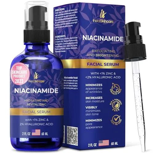 DOUBLE SIZED (2Oz) Niacinamide Serum for Face 10% with Zinc 1% Vitamin B3 Brightening Serum for for Tone, Texture and Hydrating