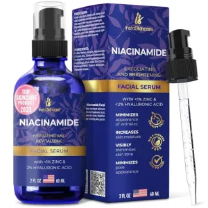 DOUBLE SIZED (2Oz) Niacinamide Serum for Face 10% with Zinc 1% Vitamin B3 Brightening Serum for for Tone, Texture and Hydrating