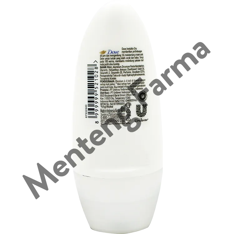 Dove Deodorant Roll On Invisible Dry 40 ML - Anti Noda Putih dan Kuning