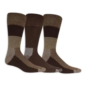 Dr. Scholl's Men's Advanced Relief Blisterguard Socks-2 & 3 Pair Packs-Non-Binding Cushioned Comfort, Brown Chevron - Crew (3 Pairs), 13-15