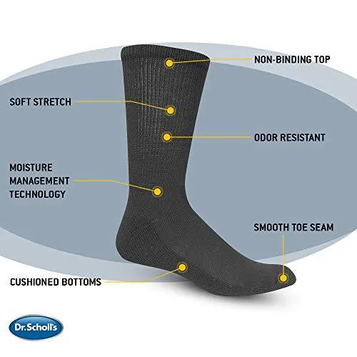 Dr. Scholl's Men's Diabetes & Circulator Socks, Black, 13-15
