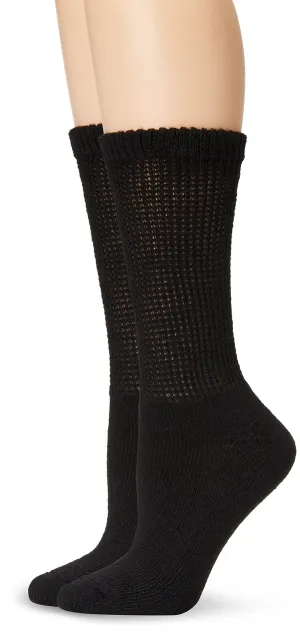 Dr. Scholl's Womens & Diabetes And Circulatory Crew Sock, Black, Shoe Size 4-10, Black, 4-10 US