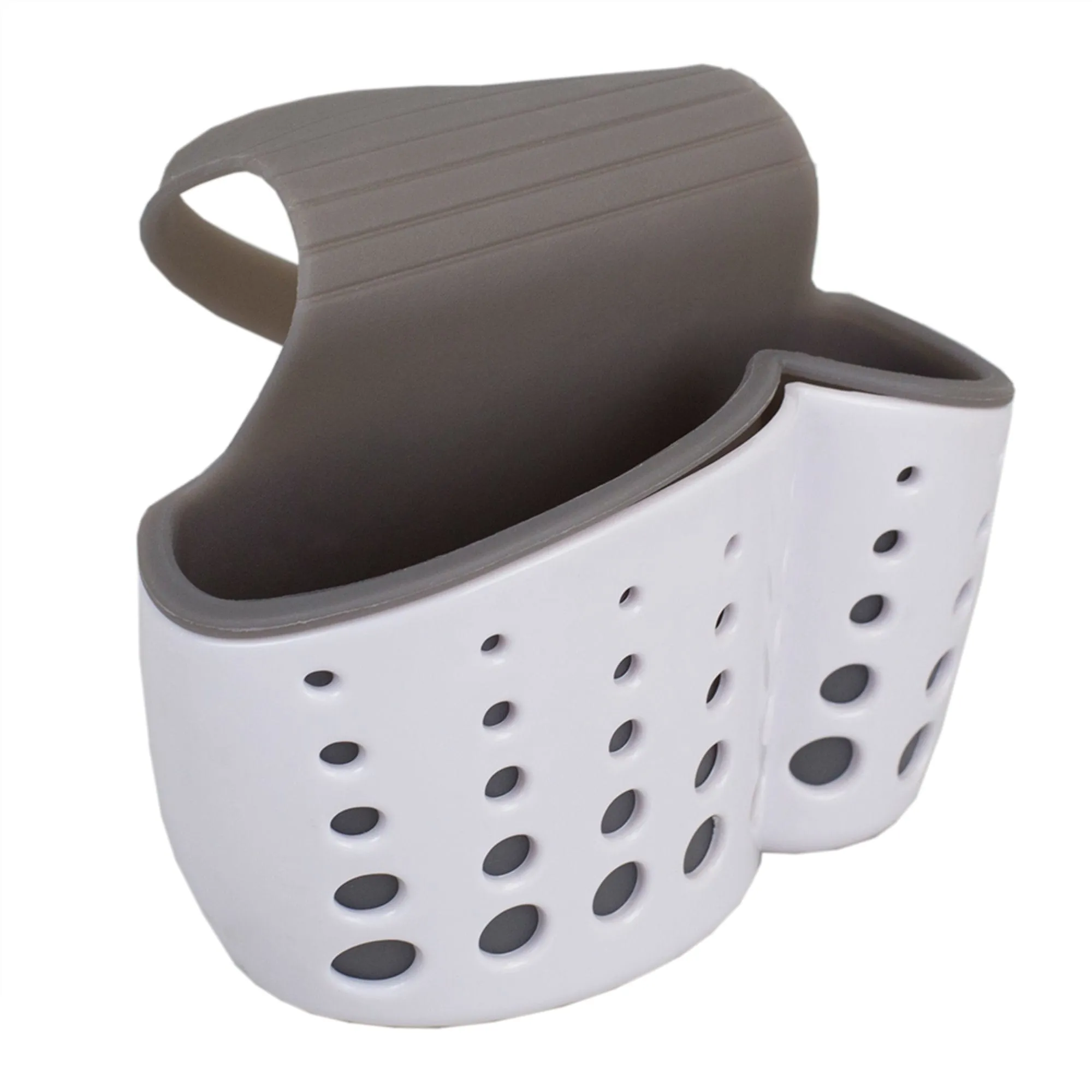 Draining Faucet Sponge Holder, White/Grey