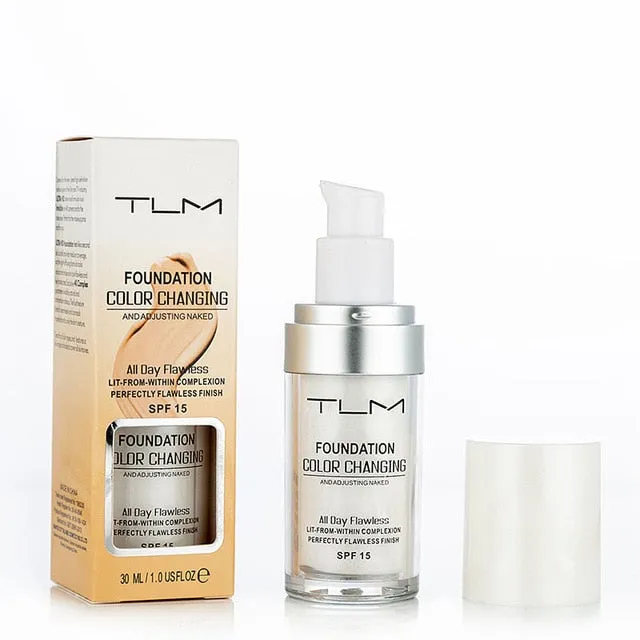 Dropshipping 2019 TLM Brand Color Changing Foundation SPF15 Liquid Foundation Base Makeup Concealer Cream Nude Face Cosmetics