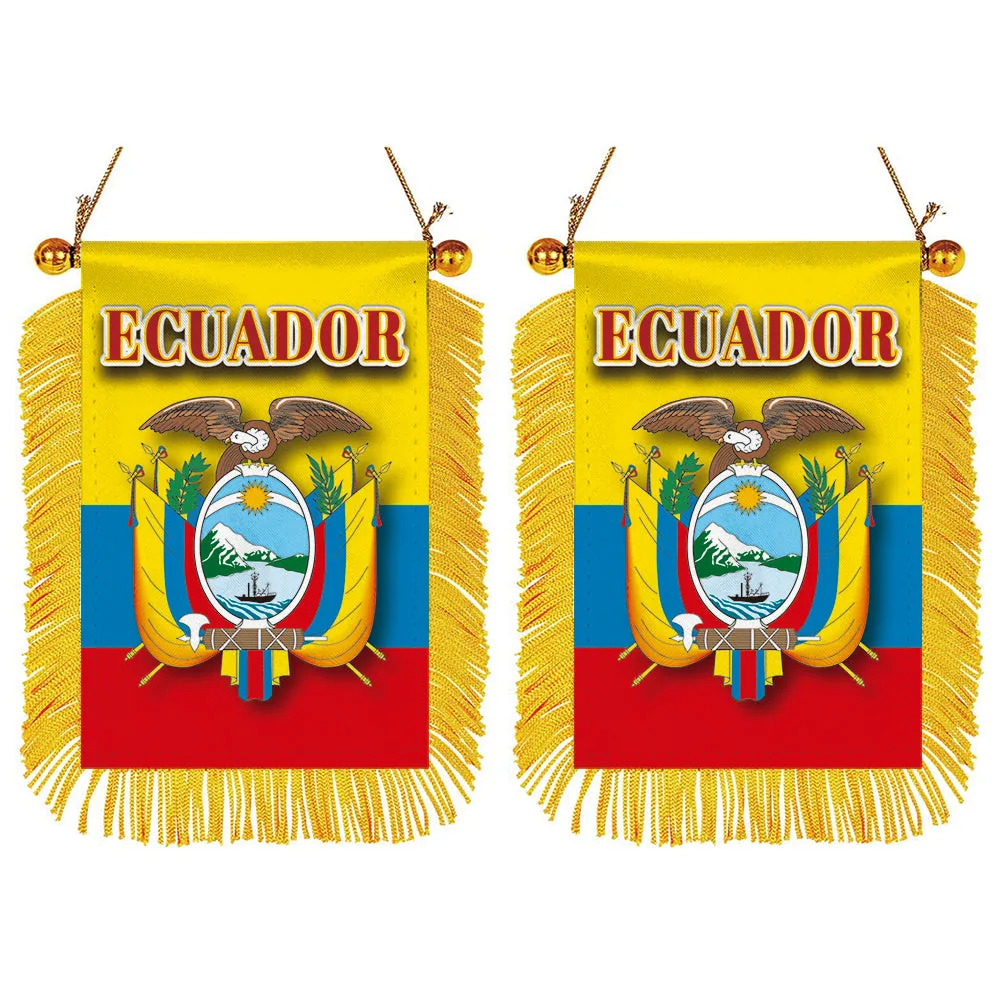 Ecuador Flag Mini Car Rearview Mirror Flag Banner - 2PC