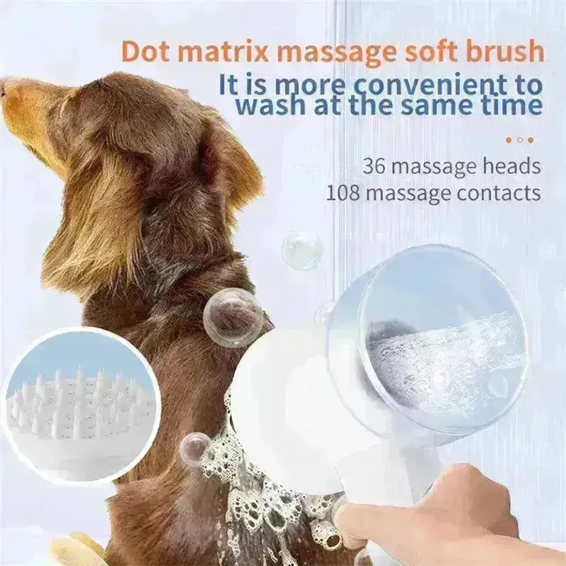 Electric Automatic Foaming Pet Bath Brush with Soap Dispenser