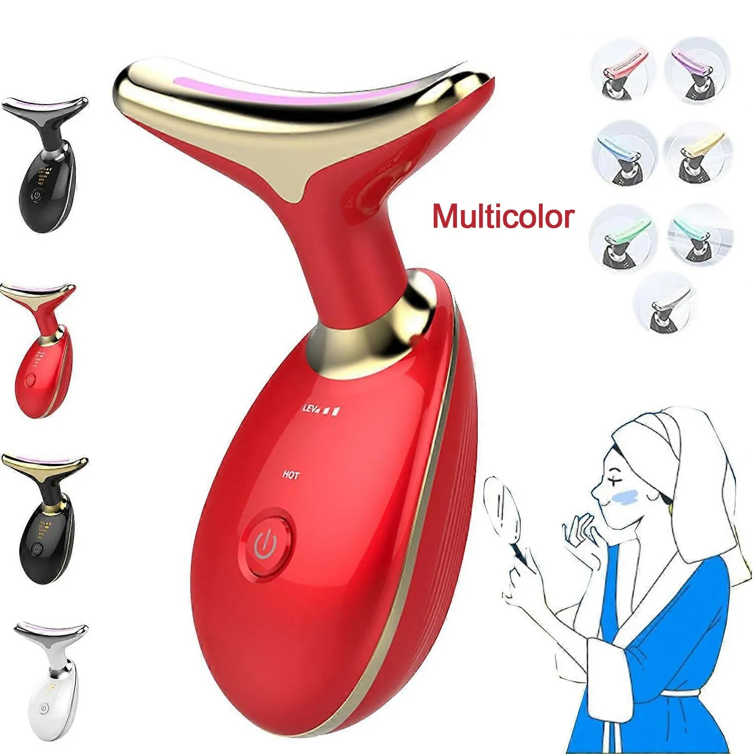 Electric Face Massager LED Photon Beauty Device (1 Pc)