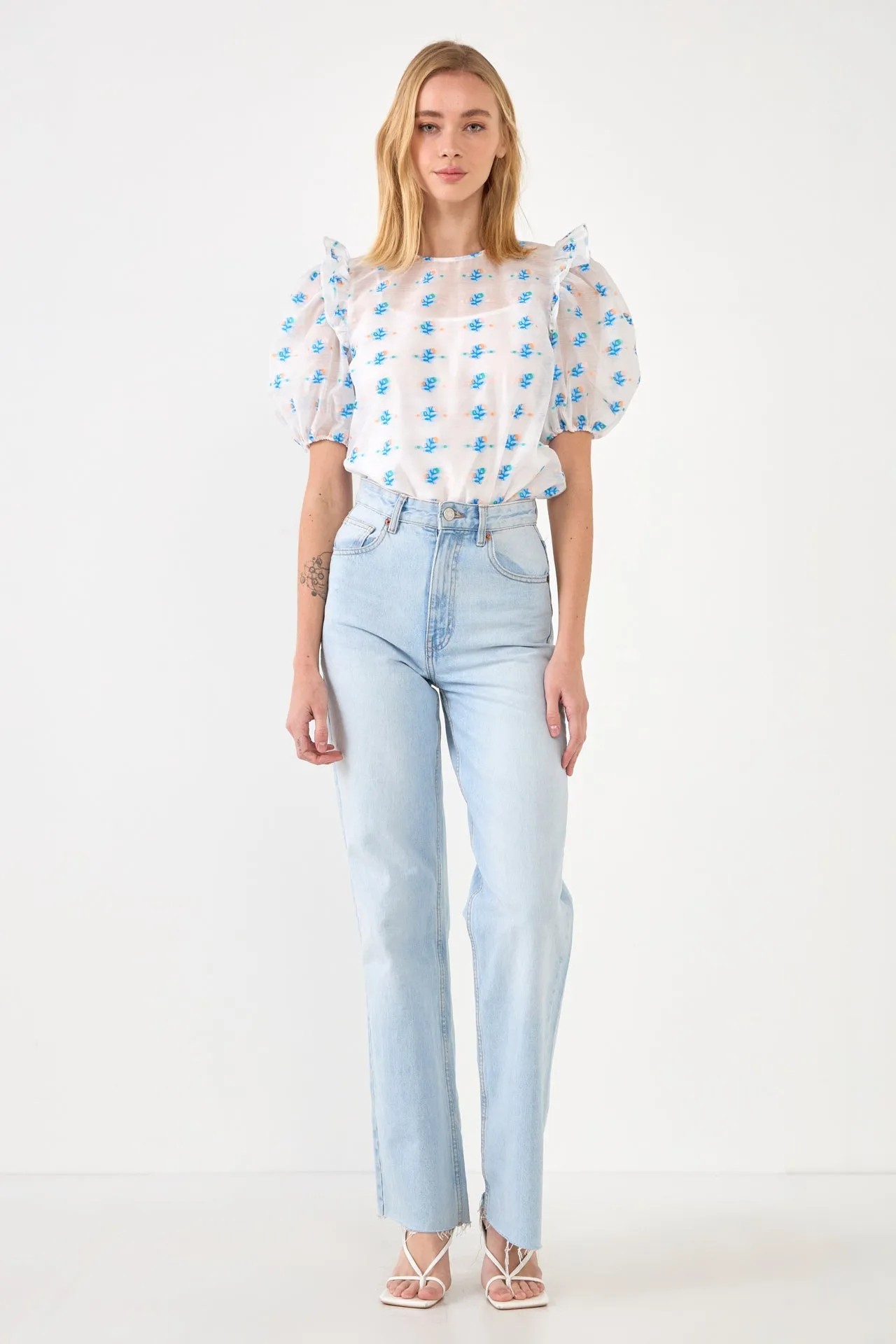 Embroidery Organza Top