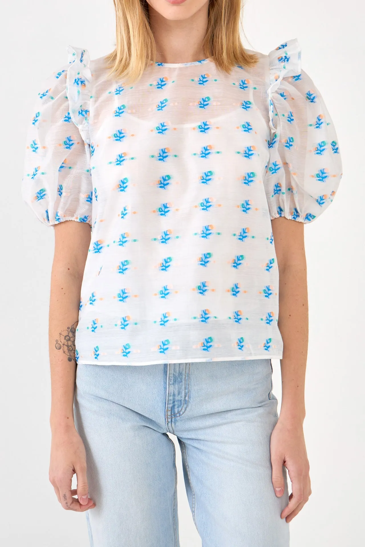 Embroidery Organza Top
