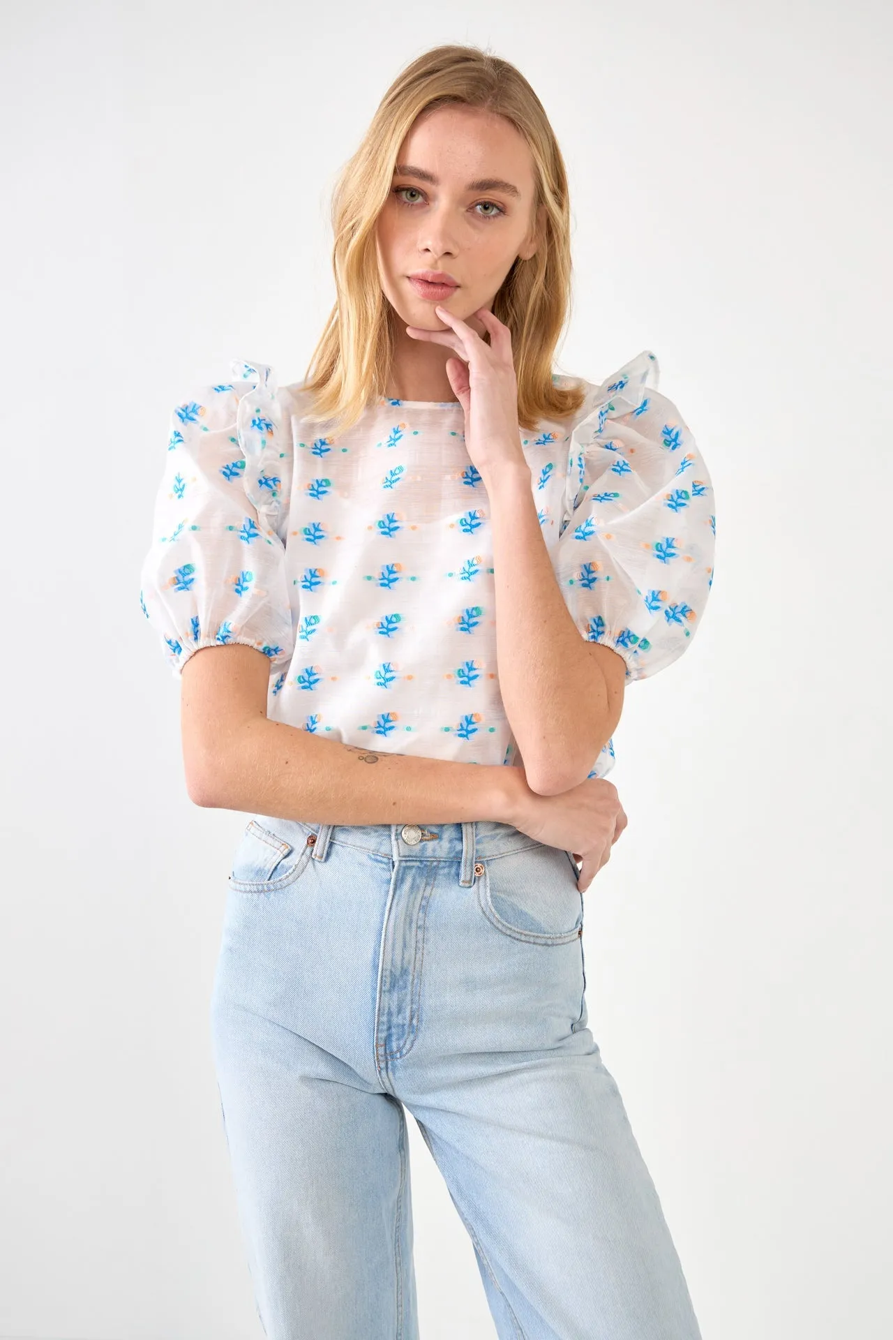Embroidery Organza Top