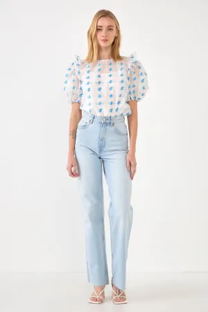 Embroidery Organza Top