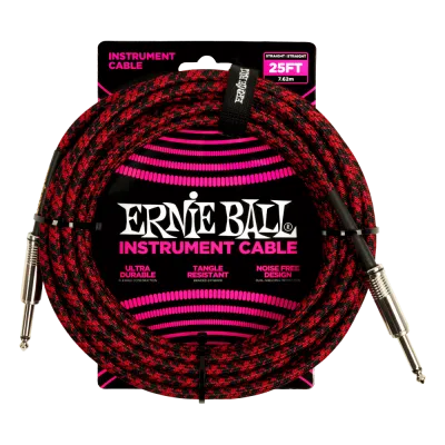 Ernie Ball 6398EB Straight Braided Cable (Red Black) - 25'