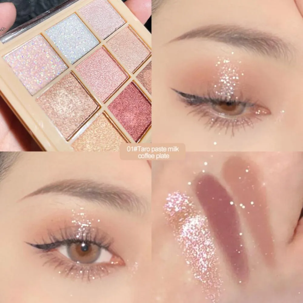 Eyeshadow Palette 9 Colors Eyeshadow Shimmer Palette Glitter Nude Cosmetics Pearlescent Earth Color Eye Makeup Eyeshadow Kit