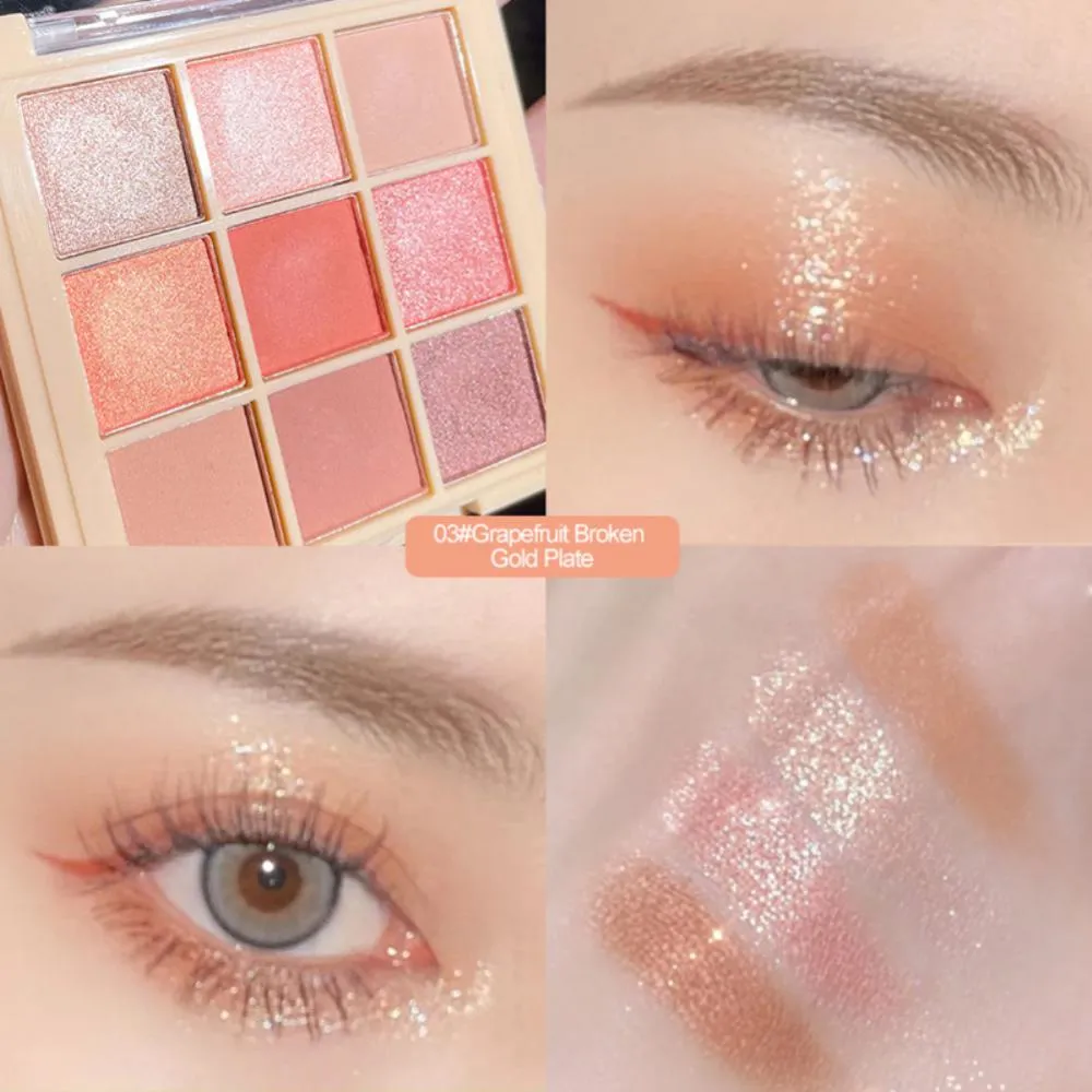 Eyeshadow Palette 9 Colors Eyeshadow Shimmer Palette Glitter Nude Cosmetics Pearlescent Earth Color Eye Makeup Eyeshadow Kit