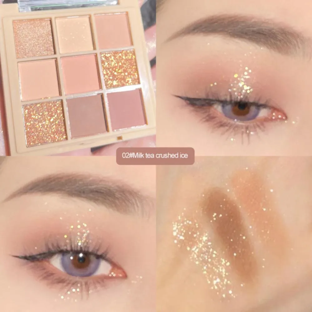 Eyeshadow Palette 9 Colors Eyeshadow Shimmer Palette Glitter Nude Cosmetics Pearlescent Earth Color Eye Makeup Eyeshadow Kit