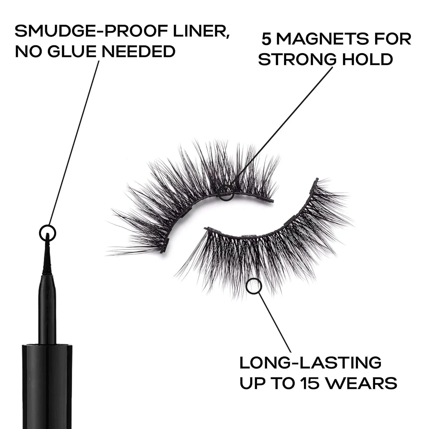 Eylure London Pro Magnetic Eyeliner & Lash System Faux Mink Dramatic 5 Magnets 0.084oz/ 2.5ml