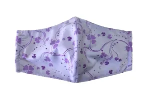 Face Mask, 100% Cotton, 2 layers, Purple Clover, Washable, Reusable Mask, Adult Size