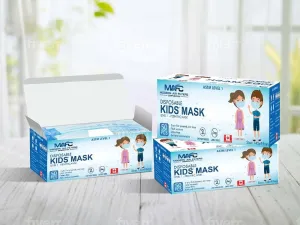 Face Mask - MAFC Kids Level 1 3-Ply Blue or Pink Design Earloop, MAFC3PL2