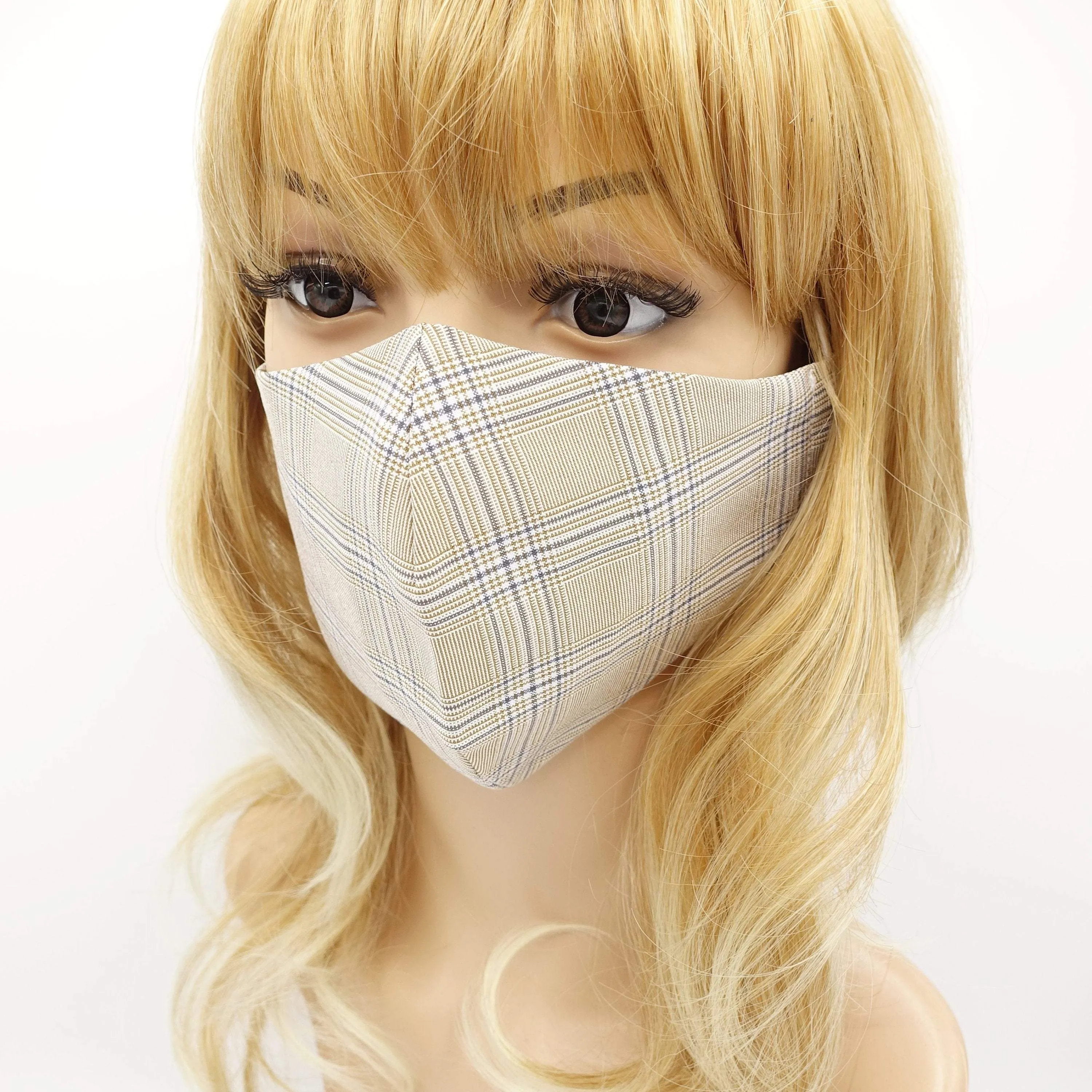 fashion face mask cotton check pattern reusable filter pock mask for women