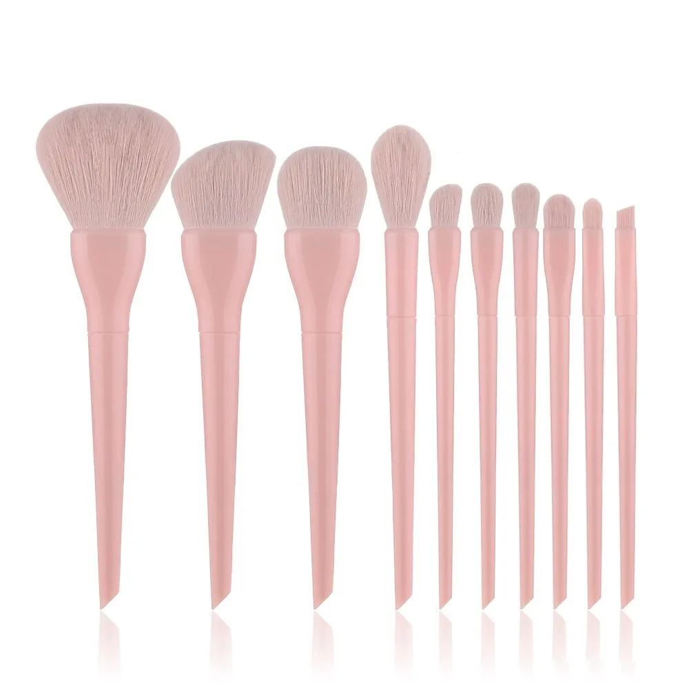 FLD 10pcs Candy Colors Makeup Brushes Set Professional Eyeshadow Eyebrow Foundation Powder Blush Blending Brushes Cosmetic Tool