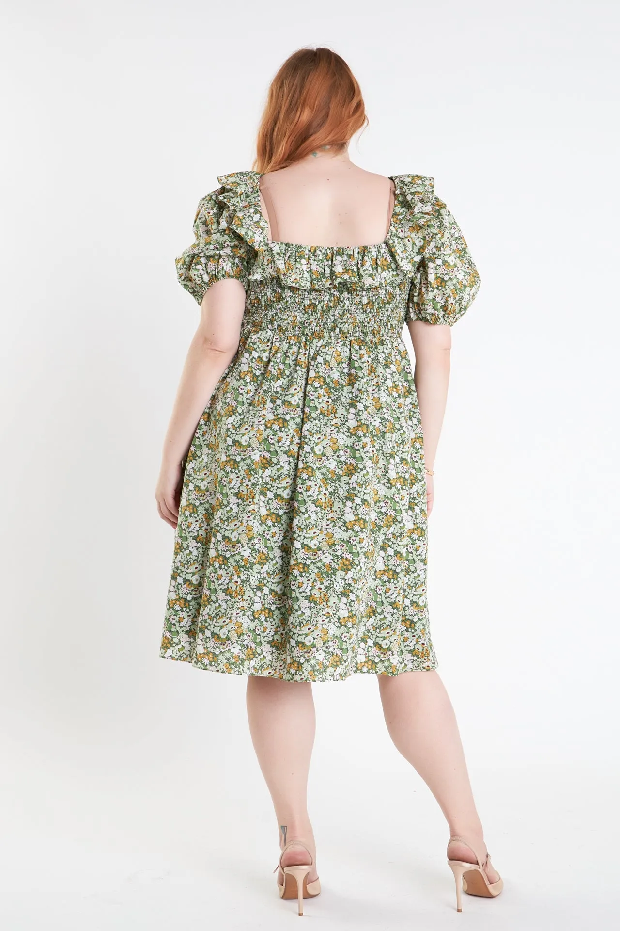 Floral Print Smocked Puff Sleeve Dress