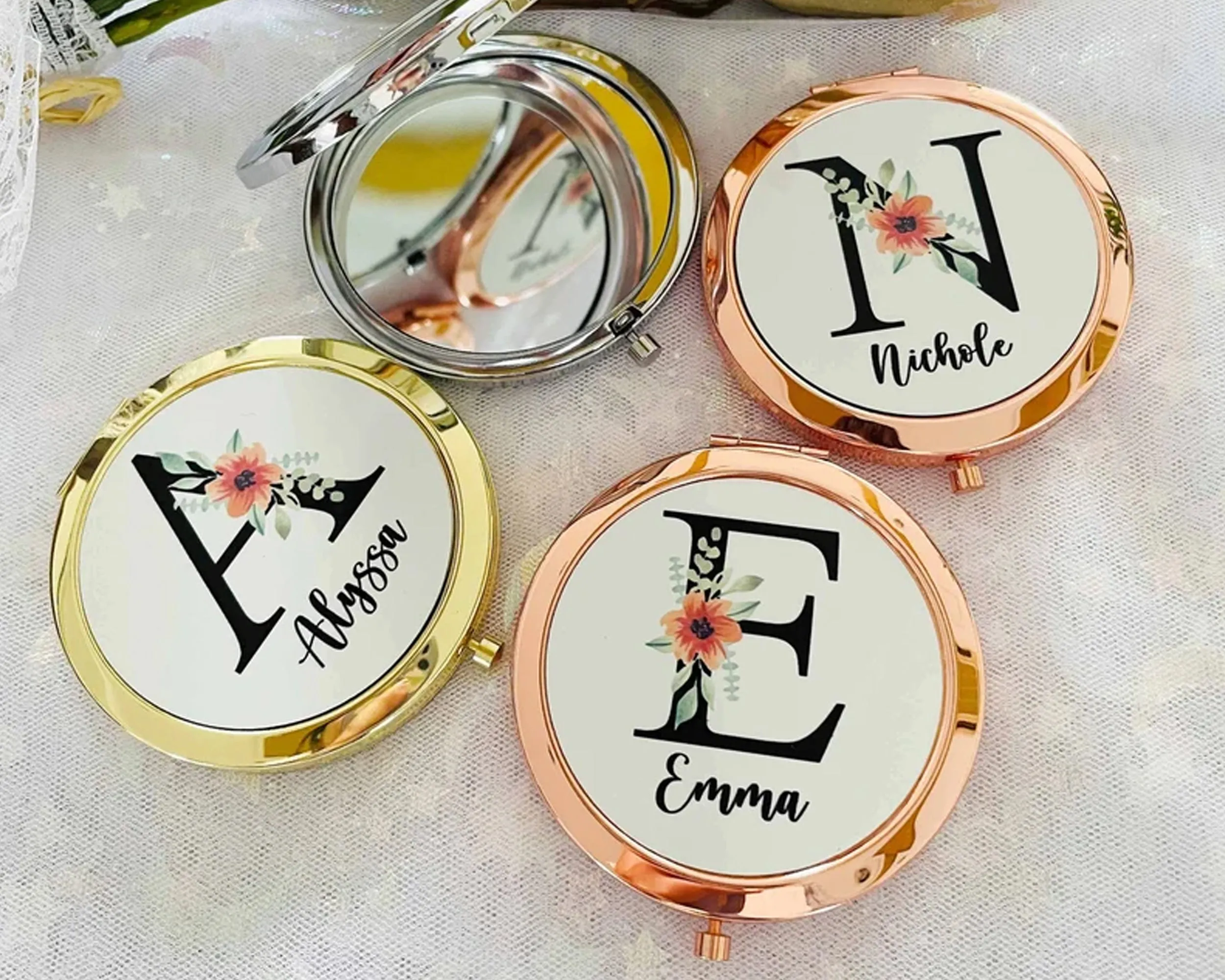 Floral Purse Compact Mirror