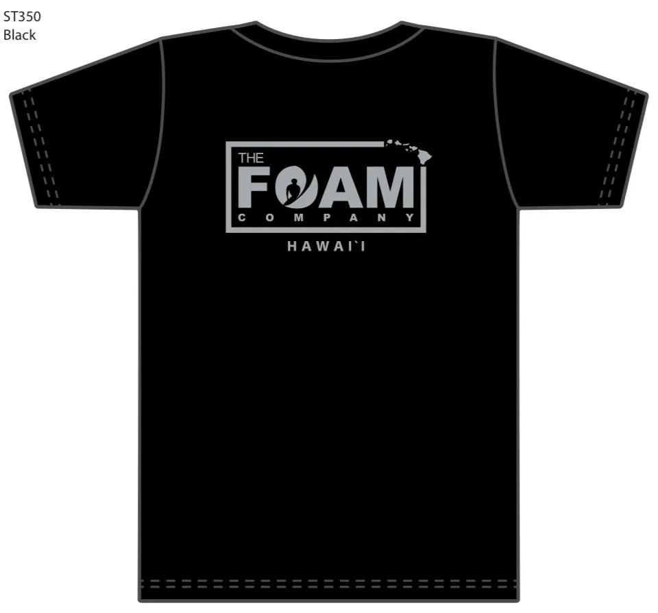 Foam Co: Moisture Wicking Foam Co Hawai`i T-Shirts: Black/Grey