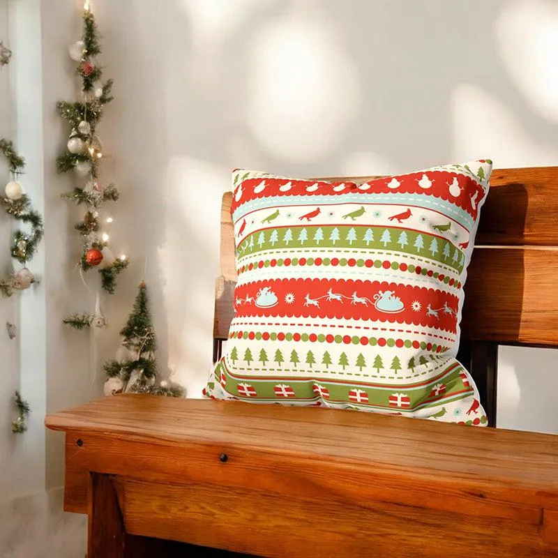 Frosty Noel Cheers Velvet Christmas Cushion Cover