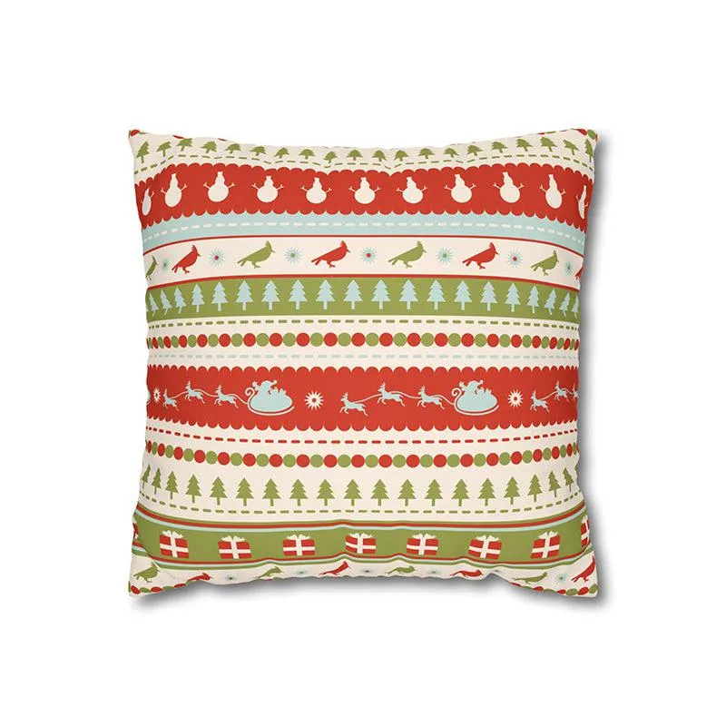 Frosty Noel Cheers Velvet Christmas Cushion Cover
