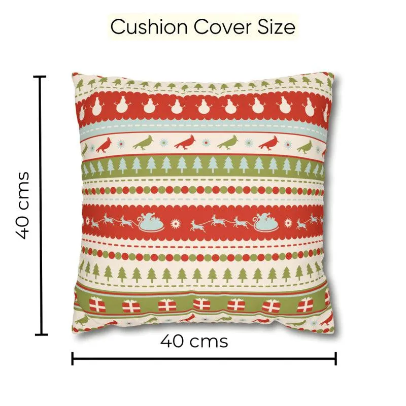 Frosty Noel Cheers Velvet Christmas Cushion Cover