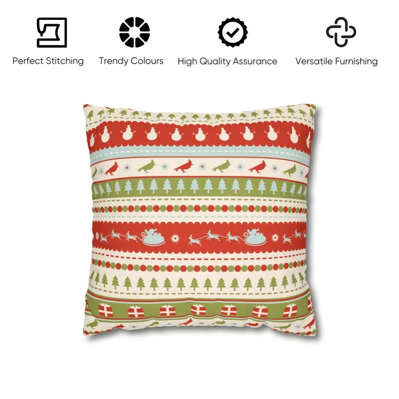 Frosty Noel Cheers Velvet Christmas Cushion Cover
