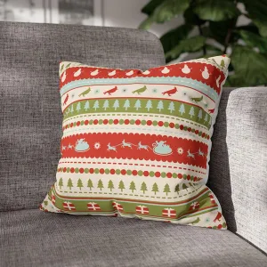 Frosty Noel Cheers Velvet Christmas Cushion Cover