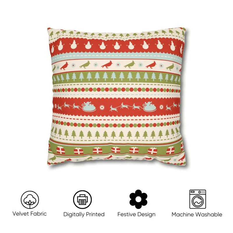 Frosty Noel Cheers Velvet Christmas Cushion Cover
