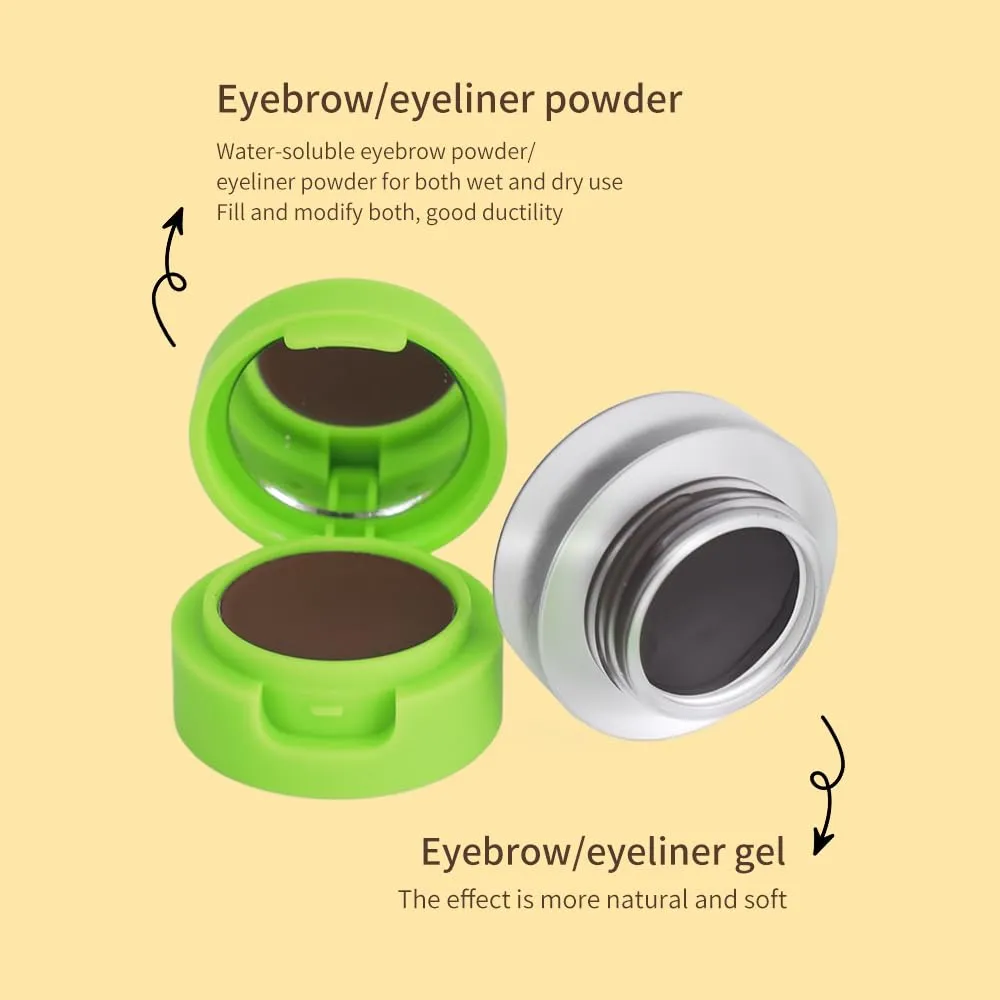 Gel Eyeliner Eyebrow Powder, Waterproof Smudgeproof Long Lasting Makeup Eyeliner Gel with Brush Mirror, Pack of 1 (Brown)