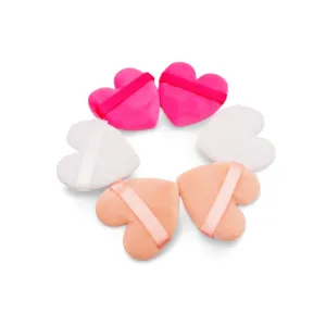 GLADKING 3 Multi Color 6 Pcs Heart Velour Makeup Powder Puff for Setting, Contouring(random Color)
