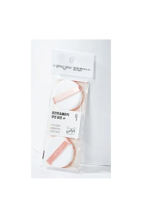 Gloss & Glow Premium Air Cushion Puff  White 4Pcs