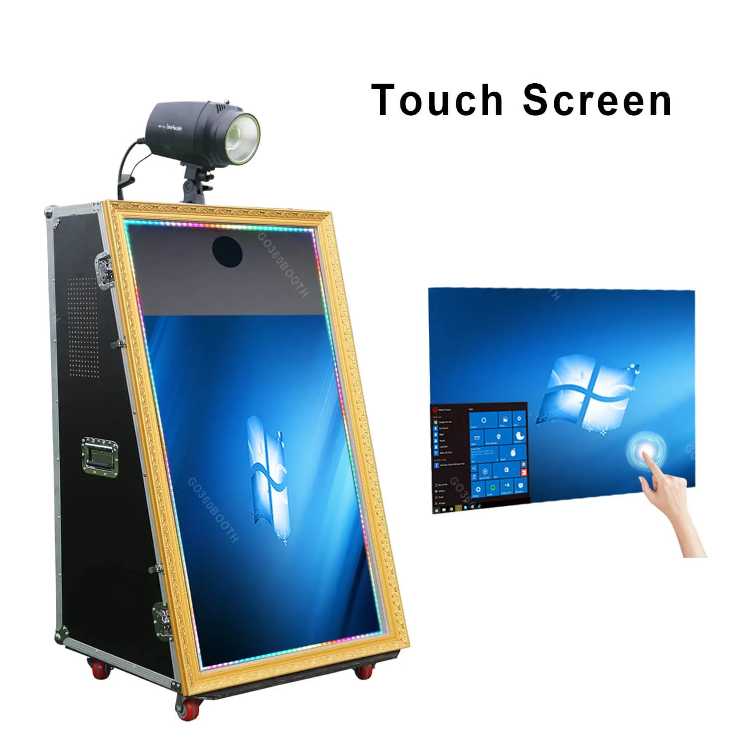 GO360BOOTH M65F 65“ Magic Mirror Photo Booth With Flight Case-55" Touch Screen-Flash Lamp