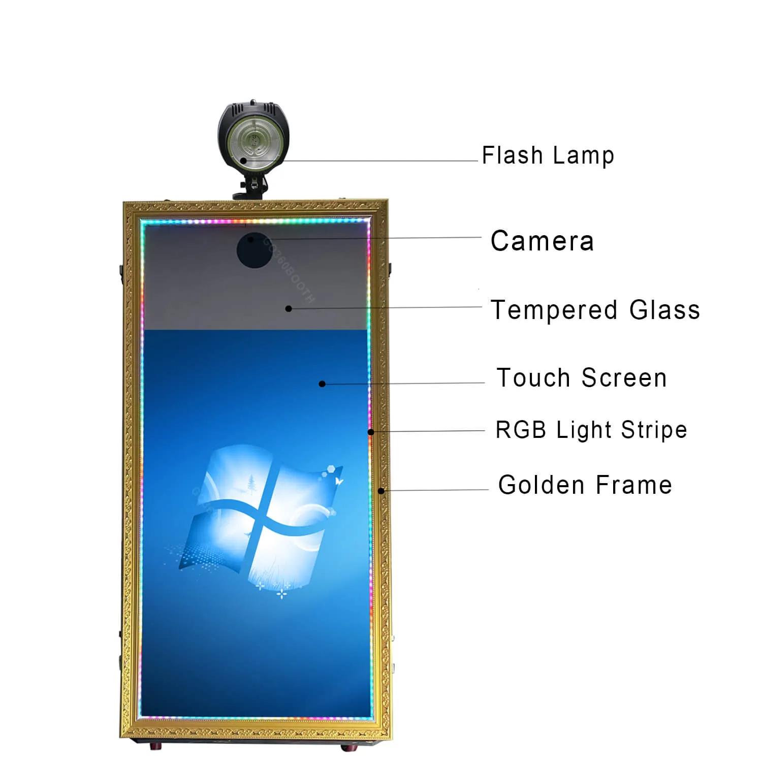 GO360BOOTH M65F 65“ Magic Mirror Photo Booth With Flight Case-55" Touch Screen-Flash Lamp