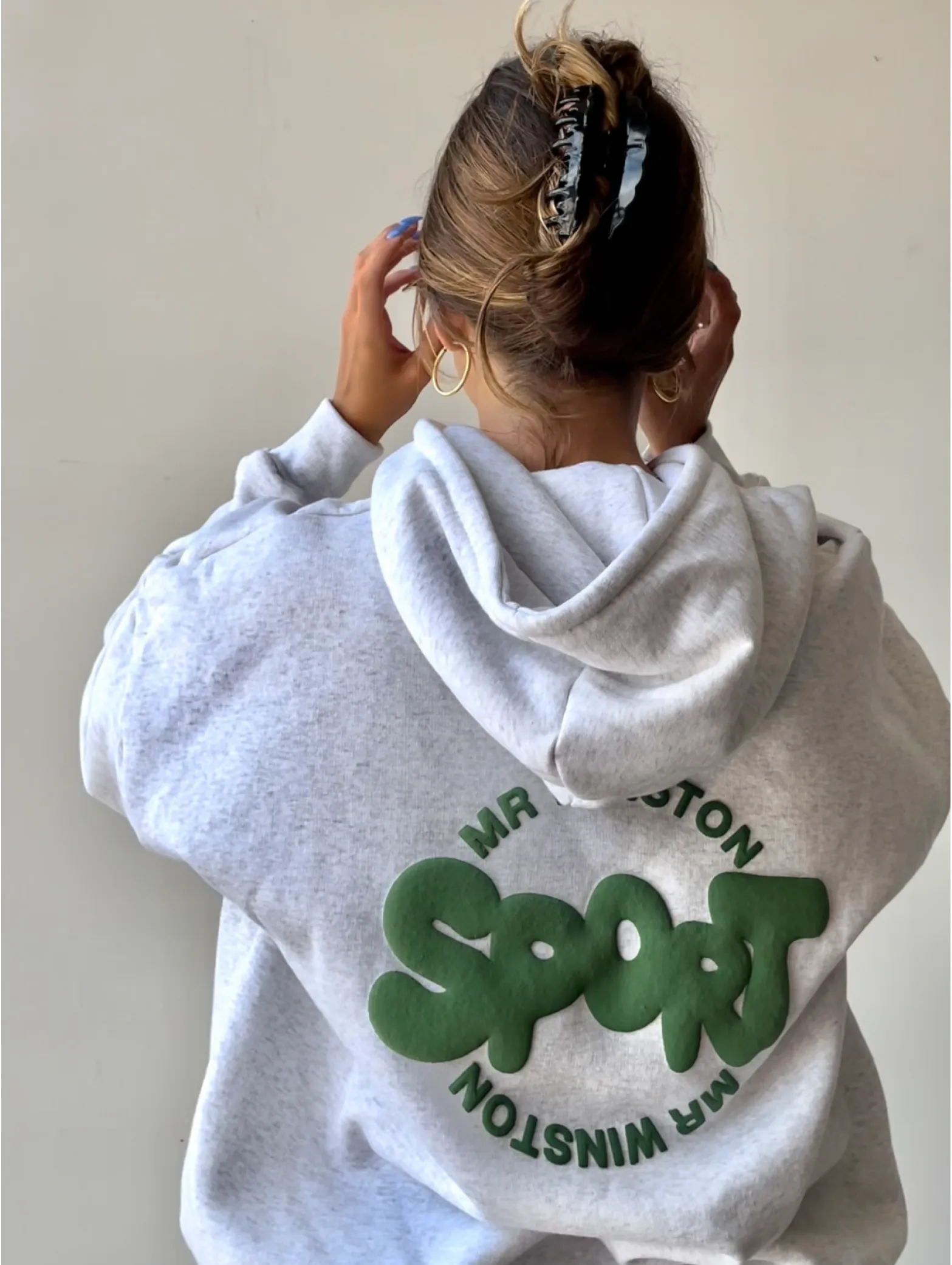 Grey Marle Puff Hooded Sweat