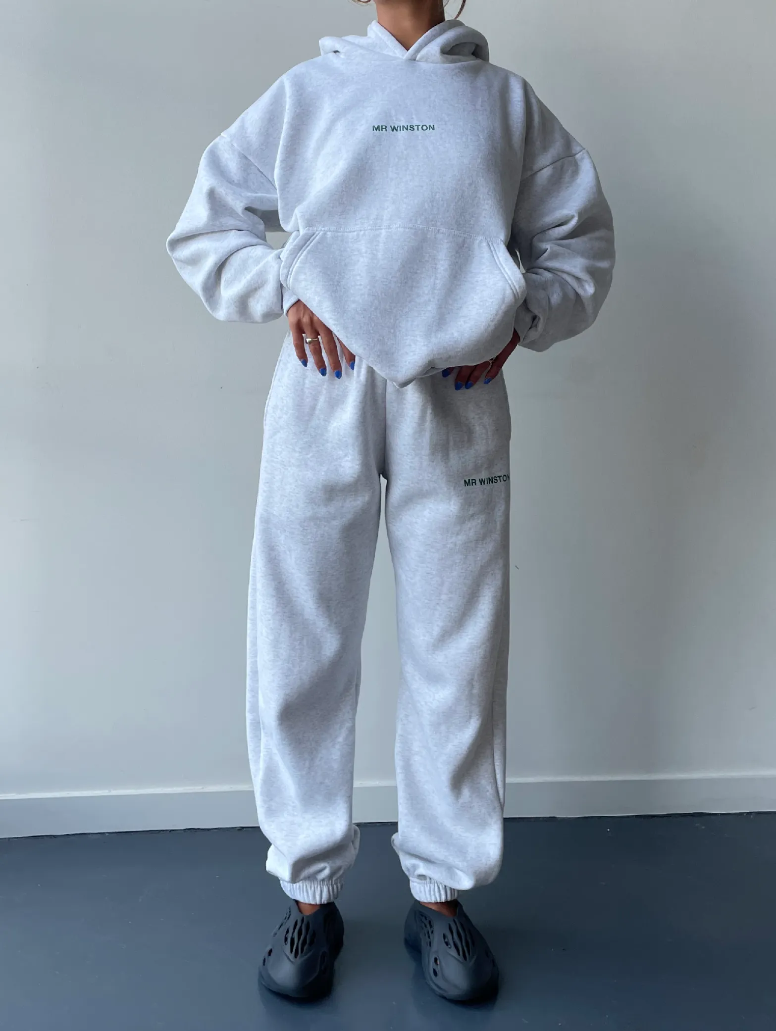 Grey Marle Puff Hooded Sweat